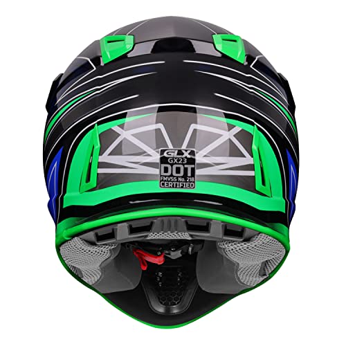 GLX GX23 Dirt Bike Off-Road Motocross ATV Motorcycle Full Face Helmet for Men Women, DOT Approved (Sear Green, Large)