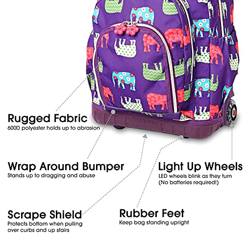 J World New York Kids' Lollipop Rolling Backpack and Lunch Bag Set, Elephant, One Size