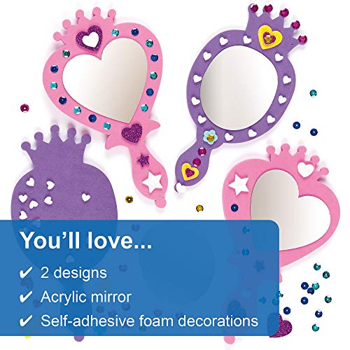Baker Ross-ET595 Ltd Princess Foam Mirror Kits Self Adhesive Mirror and Foam Decorations, Children's Craft Activity (Pack of 4)
