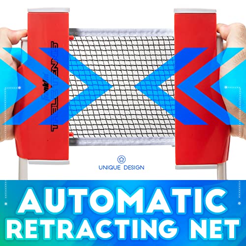 Franklin Sports Table Tennis to Go Portable Ping Pong Net Set - Any Table Top Adjustable, (2) Ping Pong Paddles + (2) Ping Pong Balls Included - 2 Player Table Tennis Set