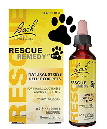 Bach RESCUE REMEDY PET Dropper 20mL, Natural Stress Relief, Calming for Dogs, Cats, and Other Pets, Homeopathic Flower Essence, Thunder, Fireworks and Travel, Separation, Sedative-Free