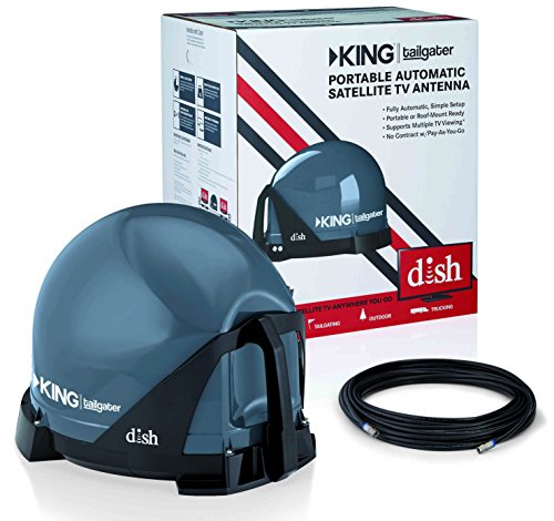 KING VQ4500 Tailgater Portable/Roof Mountable Satellite TV Antenna (for use with DISH) , Gray , Western Arc Satellites