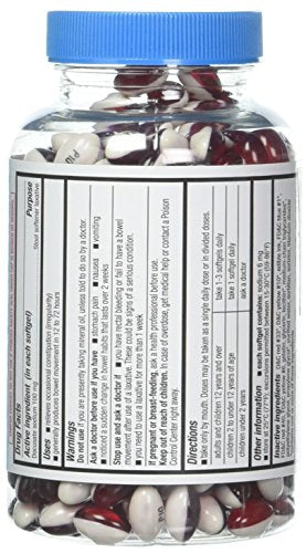 Compare Stool Softener to Colace! - Kirkland Signature Stool Softener Docusate Sodium 100 Mg, (400 Softgels) in One Bottle , Pack of 4