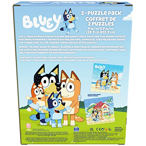 Bluey, 36 Piece Jigsaw Puzzle Two Pack Toy Gift Set with Easy to Store Tube Packaging, for Kids Aged 3 and up