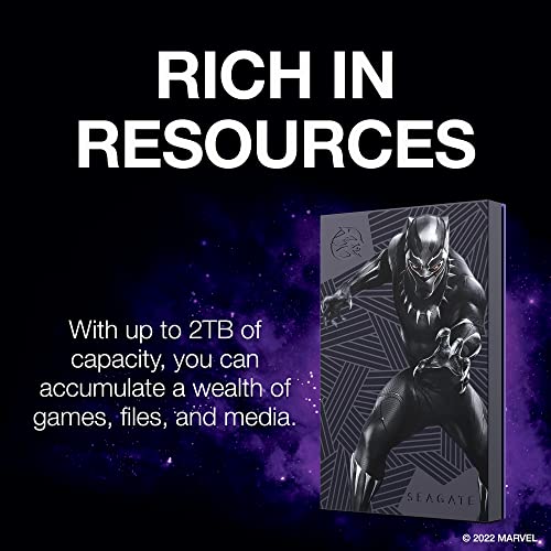 Seagate Black Panther SE FireCuda External HDD - USB 3.2, Customizable RGB LED Magenta, Works with PC, Mac, Playstation, and Xbox, 1-yr Rescue Services (STLX2000401)