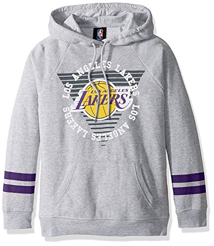 Ultra Game NBA Los Angeles Lakers Womens Soft Fleece Pullover Hoodie Sweatshirt With Varsity Stripe, Heather Gray, Small