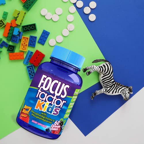 Focus Factor Kids Complete Daily Chewable Vitamins: Multivitamin and Neuro Nutrient (Brain Function) w/Vitamin B12, C, D3-60 Count