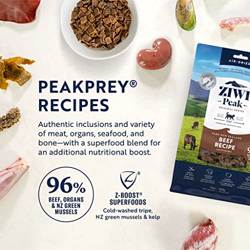 ZIWI Peak Air-Dried Cat Food – All Natural, High Protein, Grain Free and Limited Ingredient with Superfoods (Beef, 14 oz)