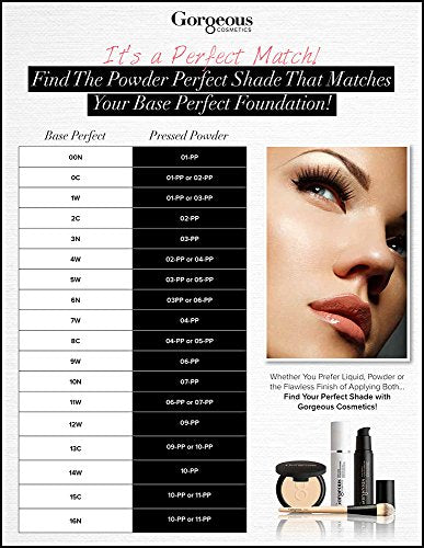 Gorgeous Cosmetics Powder Perfect, Pressed Powder Foundation, Compact with Mirror, Highly Pigmented and Buildable for Medium Coverage, Shade 07-PP