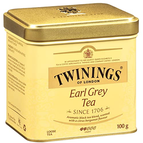 Twinings Earl Grey Loose Black Tea Tins, Pack of 6, 3.53 Ounce Tins, Flavoured with Citrus and Bergamot, Caffeinated