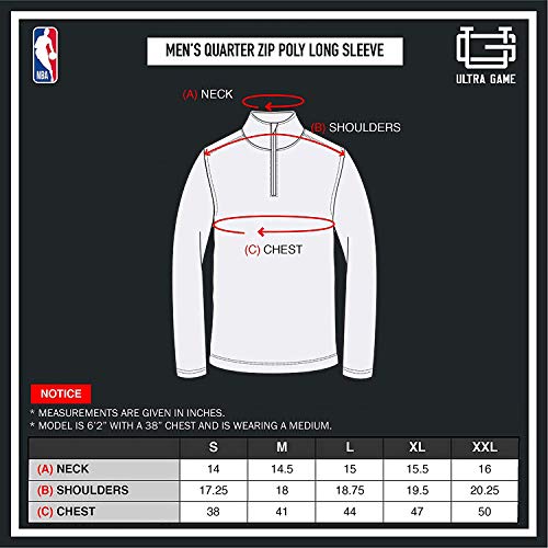 Ultra Game mens Pullover Tee NBA Men s Quarter Zip Poly Knit Long Sleeve Shirt, Team Color, Small US