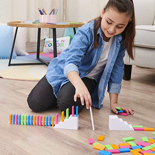 H5 Domino Creations 100-Piece Neon Set by Lily Hevesh, for Families and Kids Ages 5 and Up