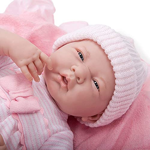 JC Toys 18780 La Newborn Soft Body Boutique Baby Doll, 15.5-Inch, Pink