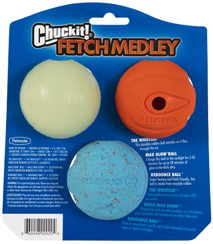 Chuckit! Fetch Medley Ball Set Dog Toys, Medium (2.5 Inch) 3 Pack