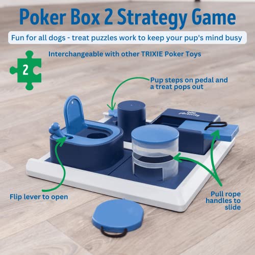 TRIXIE Dog Activity Poker Box 2 Strategy Game, Level 2, Dog Puzzle Toy, Dog Treat Puzzle, Interactive Play, Enrichment Toys, Slow Feeder