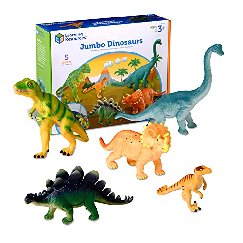 Learning Resources Jumbo Dinosaurs - 5 Pieces, Ages 3+ Toddler Learning Toys, Dinosaurs for Toddlers, Dinosaurs Figures, Kids' Play Dinosaur