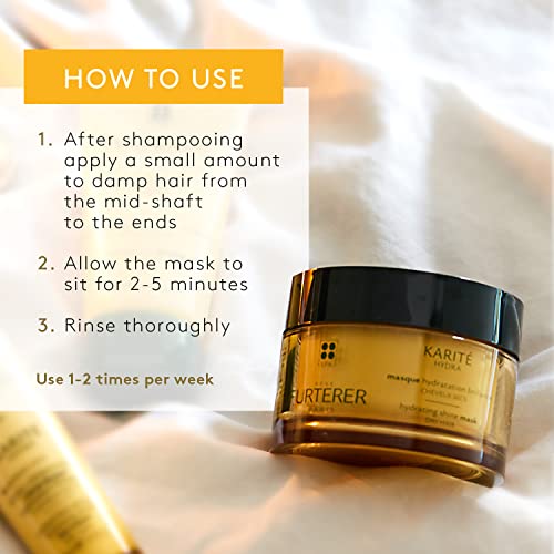 Rene Furterer KARITE HYDRA Hydrating Shine Mask, Normal to Dry Hair, Moisturizing, Shea Oil, 6.9 oz.