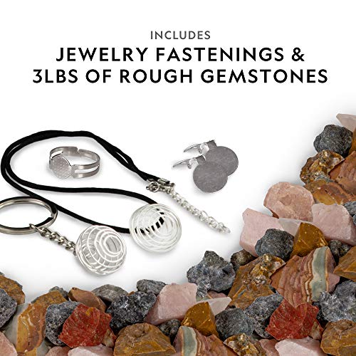 NATIONAL GEOGRAPHIC Rock Tumbler Refill Kit – Rock Tumbling Supplies including Rock Tumbler Grit and Polish Refill, Ceramic Media, GemFoam, 3 lbs Madagascar Rocks for Tumbling, Jewelry Accessories