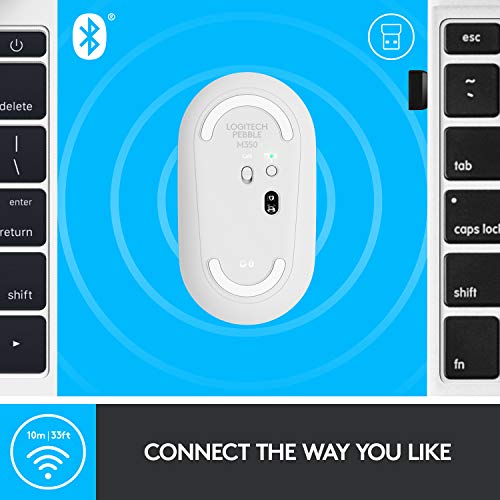 Logitech Pebble Wireless Mouse with Bluetooth or 2.4 GHz Receiver, Silent, Slim Computer Mouse with Quiet Clicks, for Laptop/Notebook/iPad/PC/Mac/Chromebook - Off White