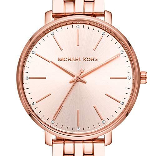 Michael Kors Women's Pyper Stainless Steel Quartz Watch with Stainless-Steel-Plated Strap, Rose Gold, 16 (Model: MK3897)