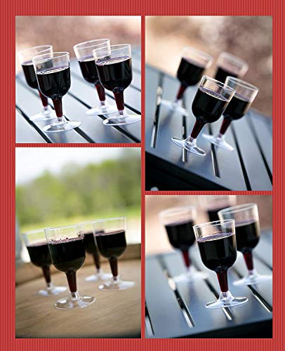 Party Essentials Disposable Hard Plastic Two Pieces Wine Glasses, 40-Count, 5.5-Ounce, Clear