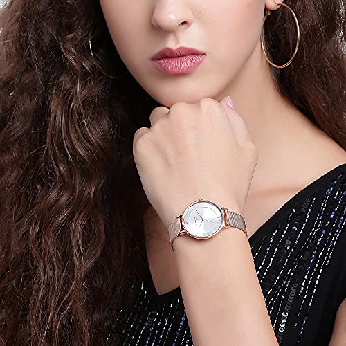 Skagen Women's Anita Quartz Analog Stainless Steel and Mesh Watch, Color: Rose Gold (Model: SKW2151)