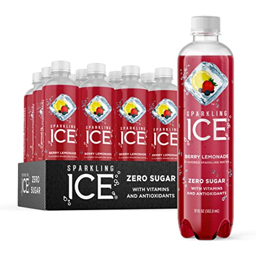 Sparkling Ice, Berry Lemonade Sparkling Water, Zero Sugar Flavored Water, with Vitamins and Antioxidants, Low Calorie Beverage, 17 fl oz Bottles (Pack of 12)