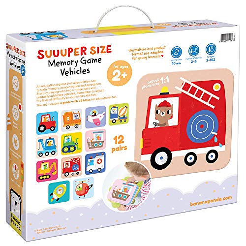 Banana Panda - Suuuper Size Memory Game Vehicles - Educational Matching Activity for Kids Ages 2 Years +