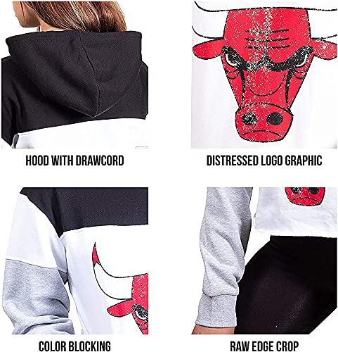 Ultra Game NBA Oklahoma City Thunder Womens Super Soft Fleece Crop Top Pullover Hoodie Sweatshirt, Black, Large