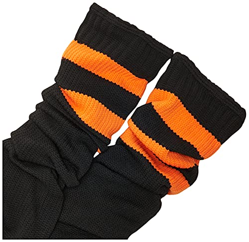 Leg Avenue Women's Athletic Three Striped Knee High Socks, Black/Orange, One Size