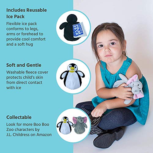 J.L. Childress BooBooZoo First Aid Cool Pack for Babies, Toddlers and Kids, Soothes Aches, Bumps and Bruises, Non-Toxic, Flexible When Frozen, Reusable, Penguin
