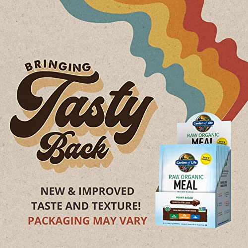 Garden of Life Raw Organic Meal Replacement Powder - Chocolate, 20 Servings (10ct Tray), 20g Plant Based Protein Powder, Superfoods, Greens, Vitamins and Minerals, All-in-One Meal Replacement Shake