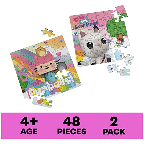 Gabby’s Dollhouse, 2-Puzzle Pack 48-Piece Jigsaw Puzzles in Character Storage Tubes Gabby’s Dollhouse Toys Kids Puzzles, for Preschoolers Ages 4 and up