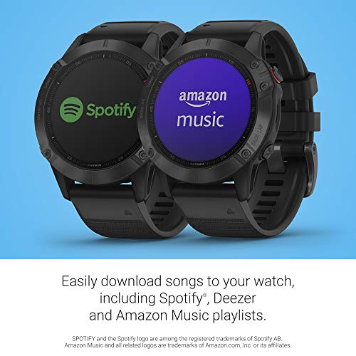 Garmin 010-02158-01 fenix 6 Pro, Premium Multisport GPS Watch, Features Mapping, Music, Grade-Adjusted Pace Guidance and Pulse Ox Sensors, Black