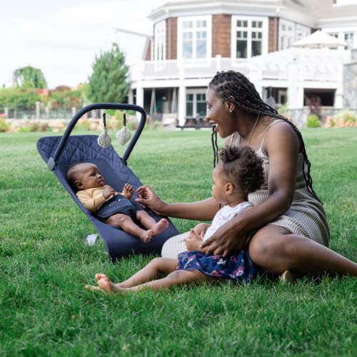 Baby Delight Alpine Deluxe Portable Bouncer, Infant, 0 – 6 Months, Quilted Indigo