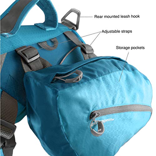 Kurgo Dog Saddlebag Backpack, Back Pack Dog Harness, Hiking Pack for Dogs, Packs for Pets to Wear, Camping and Travel Vest Harness, Reflective, Lightweight, Baxter Pack for Medium and Large Pets