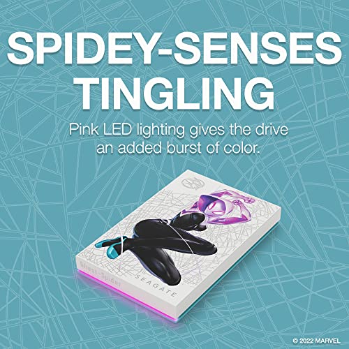 Seagate Ghost-Spider Special Edition FireCuda External Hard Drive 2TB - USB 3.2 Gen 1, customizable LED RGB lighting Pink, with Rescue Services (STKL2000418)