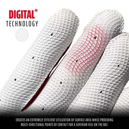 Franklin Sports MLB Digitek Baseball Batting Gloves - White/Navy/Red Digi - Adult Small