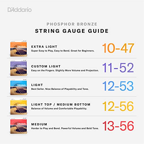 D'Addario Guitar Strings - Phosphor Bronze Acoustic Guitar Strings - EJ16-3D - Rich, Full Tonal Spectrum - For 6 String Guitars - Made in the USA - 12-53 Light, 3-Pack