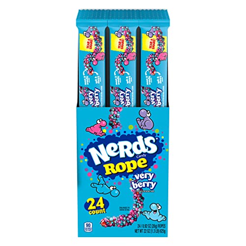Nerds Rope Gummy and Crunchy Very Berry Candy, 0.92 oz, 24 ct