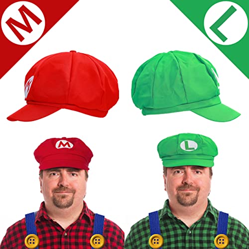 MOVINPE Super Mario Bros Mario and Luigi Hats Caps Mustaches Gloves Buttons Cosplay Costume