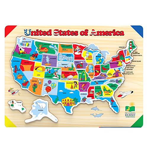The Learning Journey Lift and Learn Puzzle - USA Map Puzzle for Kids - Preschool Toys and Gifts for Boys and Girls Ages 3 and Up - United States Puzzle for Kids - Award Winning Toys