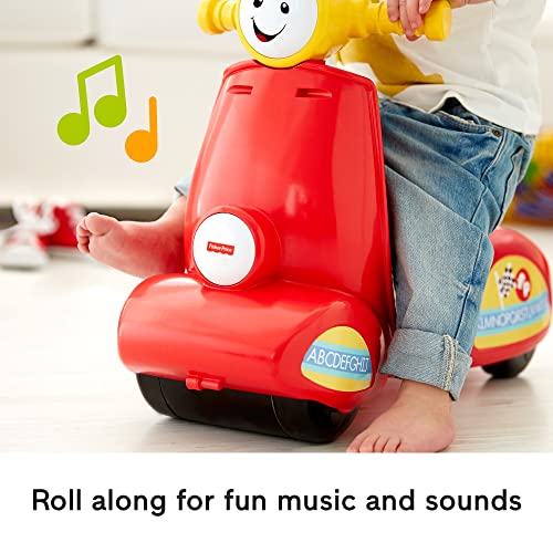 Fisher-Price Laugh and Learn Toddler Ride-On, Smart Stages Scooter, Musical Learning Toy with Motion-Activated Songs for Ages 1+ Years