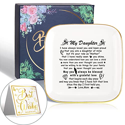 To My Daughter Saying Ceramic Ring Dish Decorative Jewelry Tray for Daughter, Unique Daughter Birthday Christmas Meaningful Gifts for Daughter from Mom - I Have Always Loved You