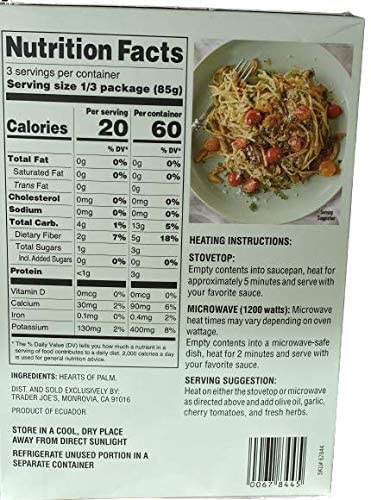 Trader Joe's Hearts of Palm Pasta, Linguine Shaped, Gluten Free, Vegan, 9 ounces (255 grams) Pack of 2