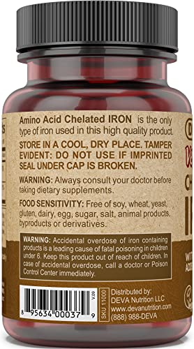 DEVA Vegan Vitamins CHELATED Iron,29MG,Vegan, 90 TAB 90 Count (Pack of 2)