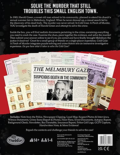 Think Fun Cold Case: A Pinch of Murder – A Murder Mystery Game in a Box for Ages 14 and Up