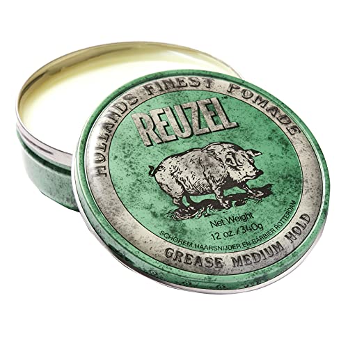 Reuzel Green Grease Medium Hold Pomade, Hair Holding Wax For Men, 12 oz