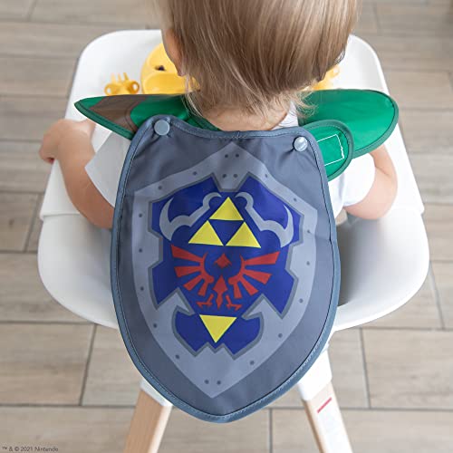 Bumkins Bibs, Nintendo Zelda, Baby Bibs for Girl or Boy, SuperBib with Cape, Baby and Toddler Bib for 6-24 Months, Baby Bib for Eating, Feeding Bib, Waterproof Fabric