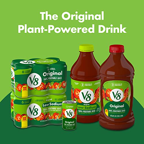 V8 Low Sodium Original 100% Vegetable Juice, Vegetable Blend with Tomato Juice, 11.5 FL OZ Can (Pack of 24)